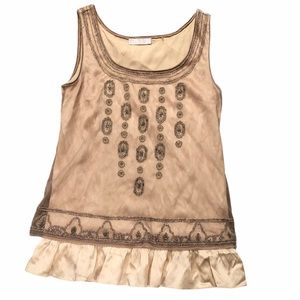 Badgley Mischka Beaded Sleeveless Blouse
